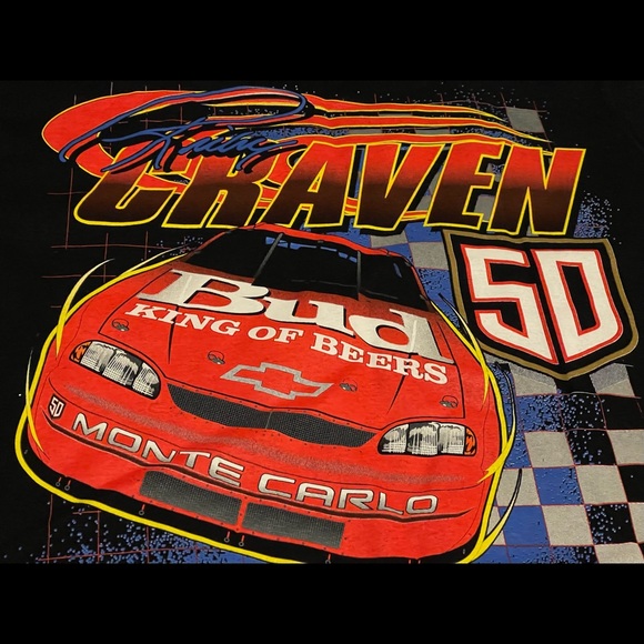 Vintage 90s Nascar T-Shirt Size Large Ricky Craven Budweiser Bud Racing 1998 - Picture 8 of 8